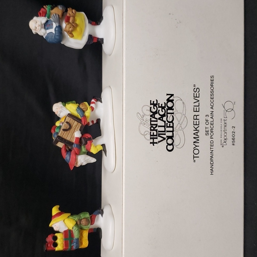 Dept. 56 Heritage Village Collection Porcelain Set/3 "Toymaker Elves"